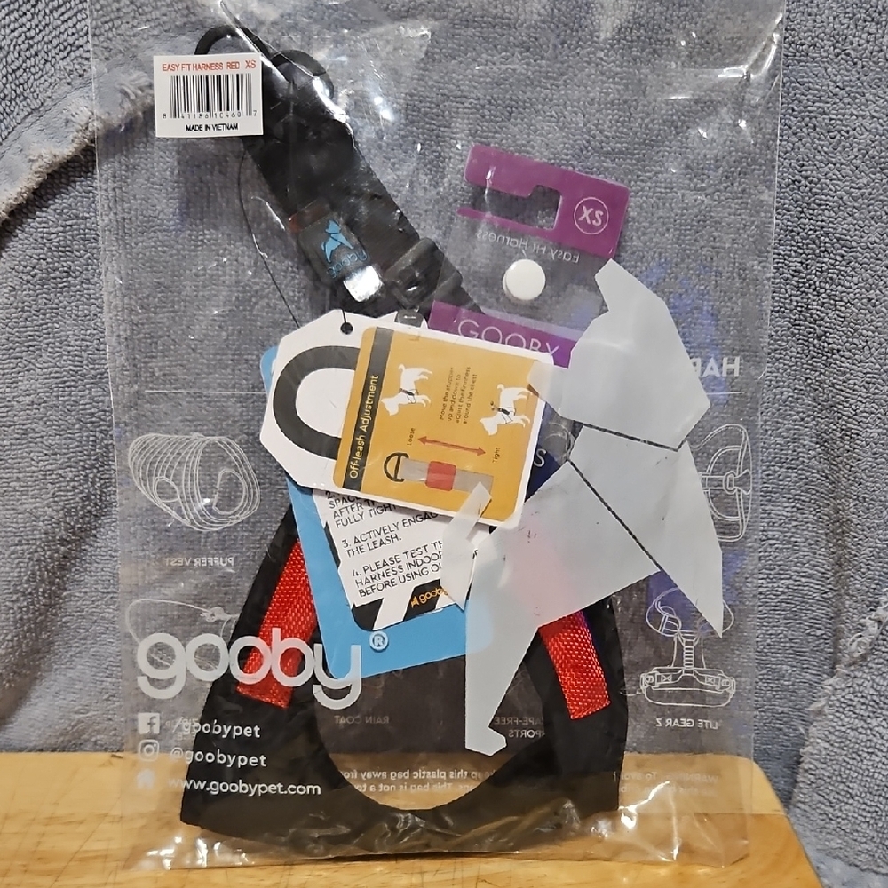 Gooby Red Color Easy Fit Harness - XS (Extra Small) Chest 15-17.25 Inches